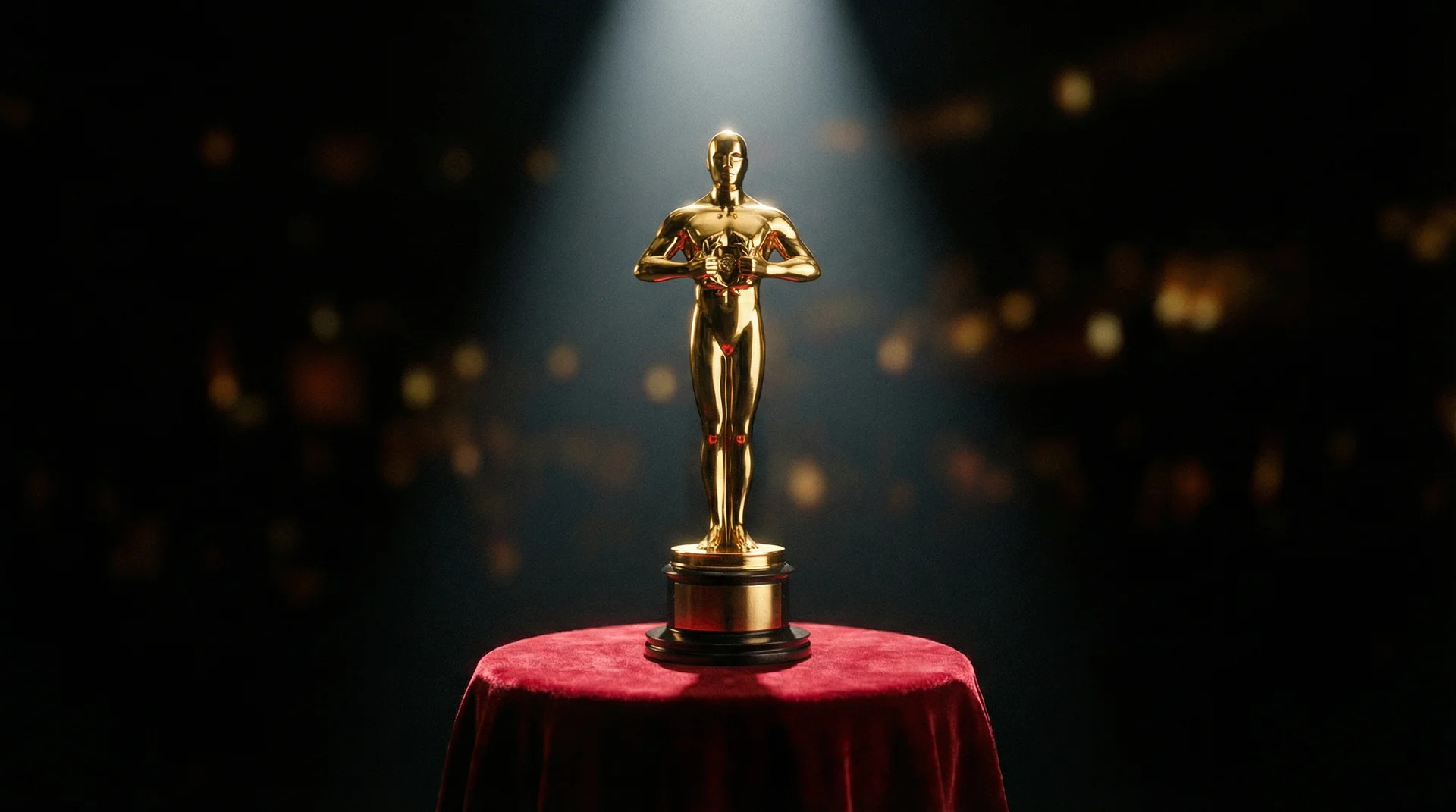 水果派 获奖影片荣誉展示，金色奖杯在聚光灯下熠熠生辉