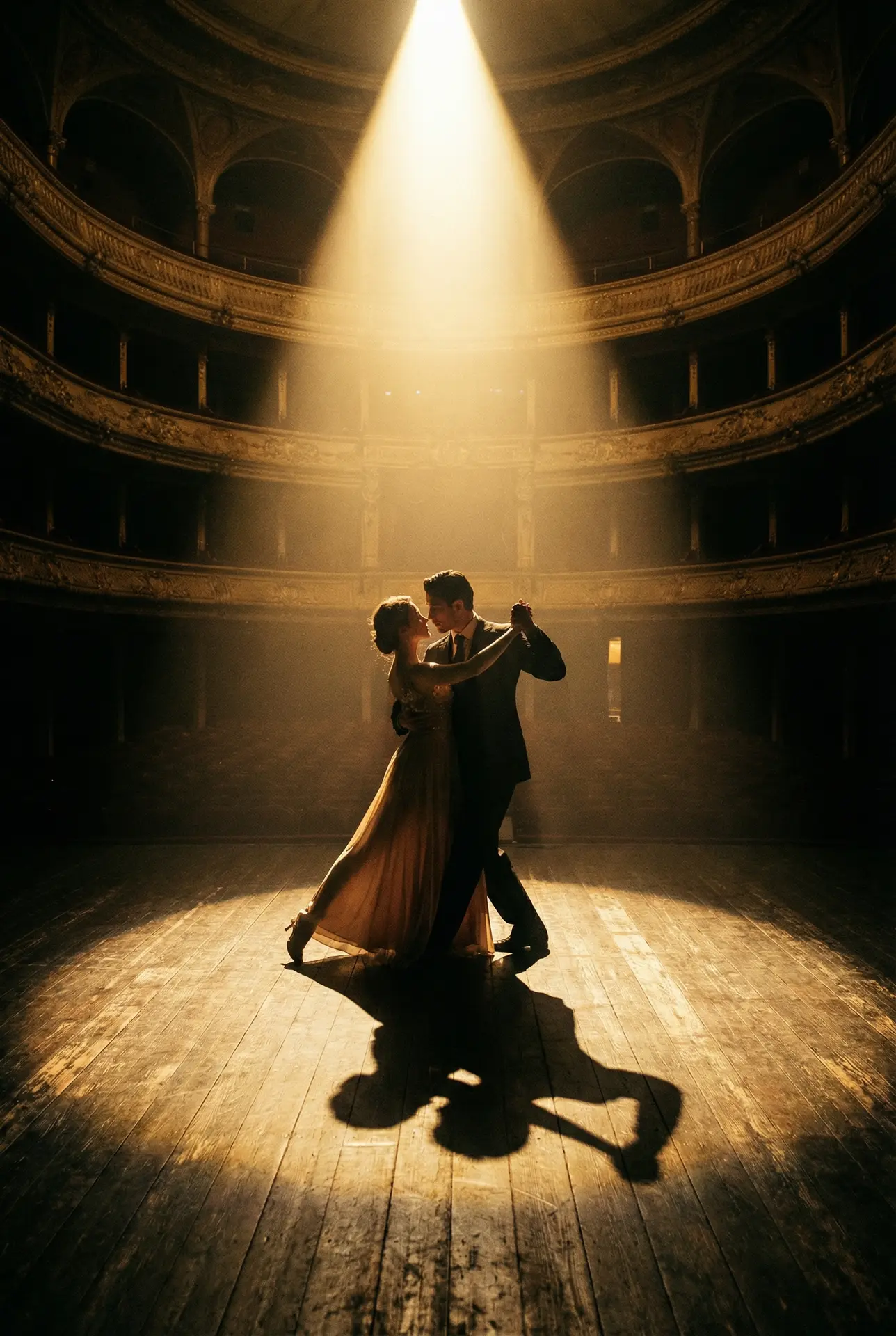 水果派 获奖影片《最后的华尔兹》海报，剧院舞台上的双人舞